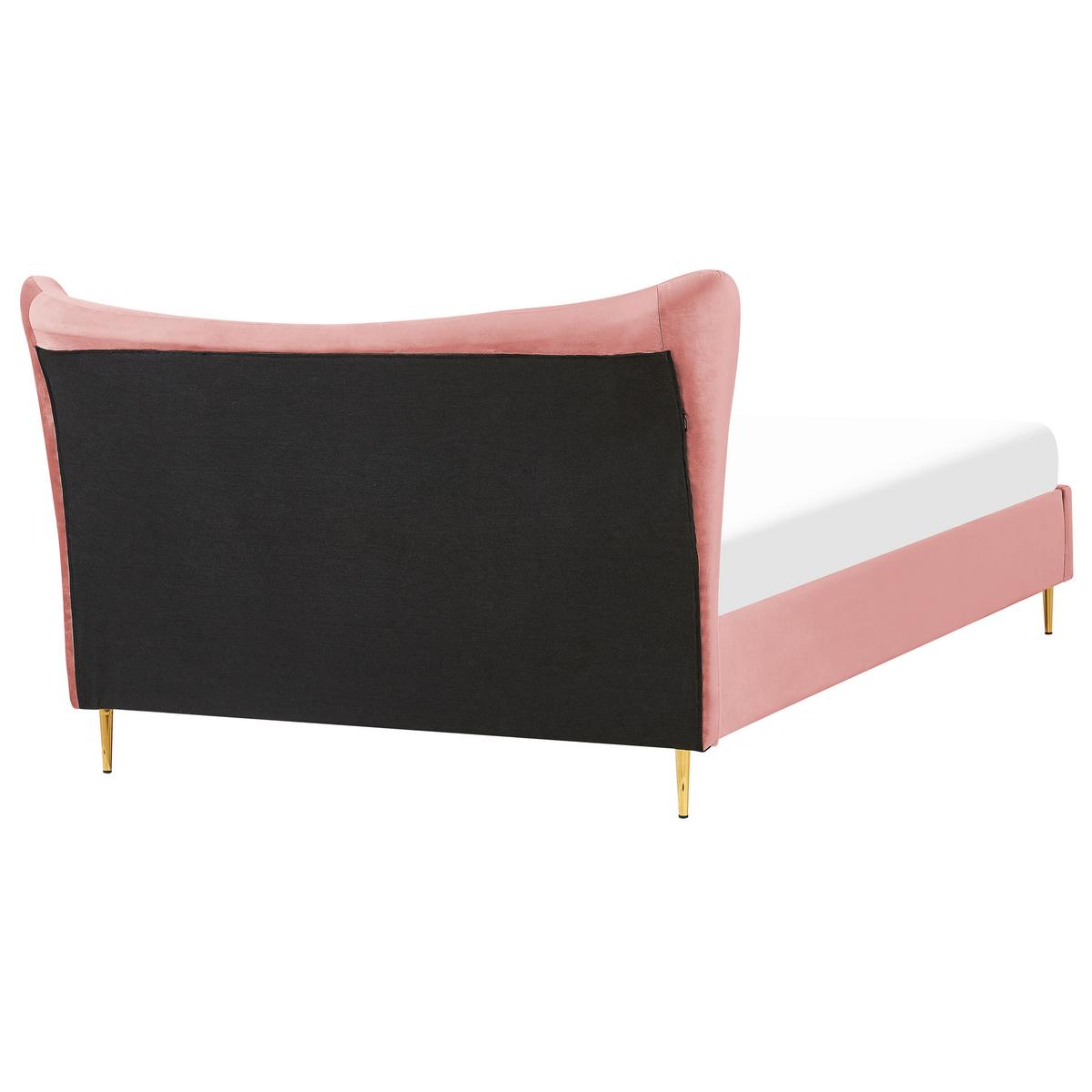 POLSTERBETT 160/200cm Pfirsichrosa Chaleix - Pink, Textil (160/200cm) - Beliani