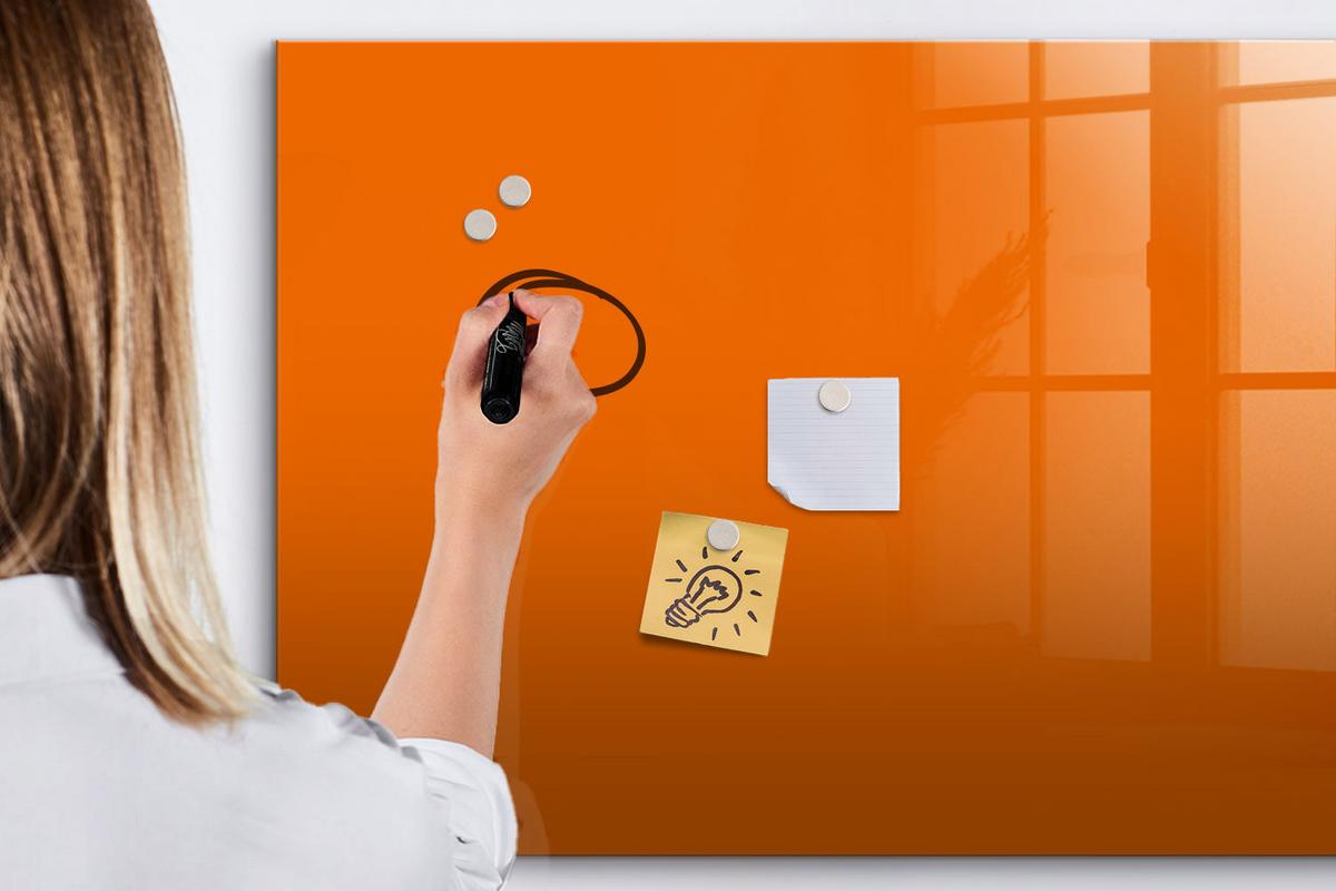 MAGNETTAFEL 100x70 Orange schwarzer Marker - Orange, Glas (100/0.4/70cm) - TULUP