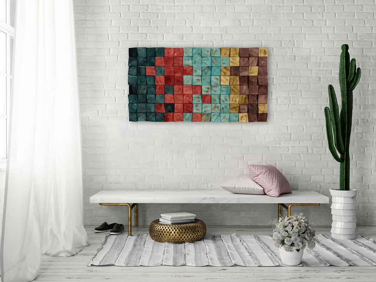 HOLZBILD Bunt 102/55 cm - Multicolor, Holz (6.5/55cm) - KUNSTLOFT
