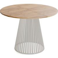 ESSTISCH Naro rund ausziehbar mit Lamellen-Metallgestell in Grau-Beige, Braun 100-180/100/76 cm - Kaschmir/Beige, Holzwerkstoff/Metall (100/176/76cm) - WFL GROUP