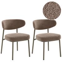 ESSZIMMERSTUHL 2er Set Bouclé Taupe Unity - Taupe/Beige, Textil (56/78/57cm) - Beliani