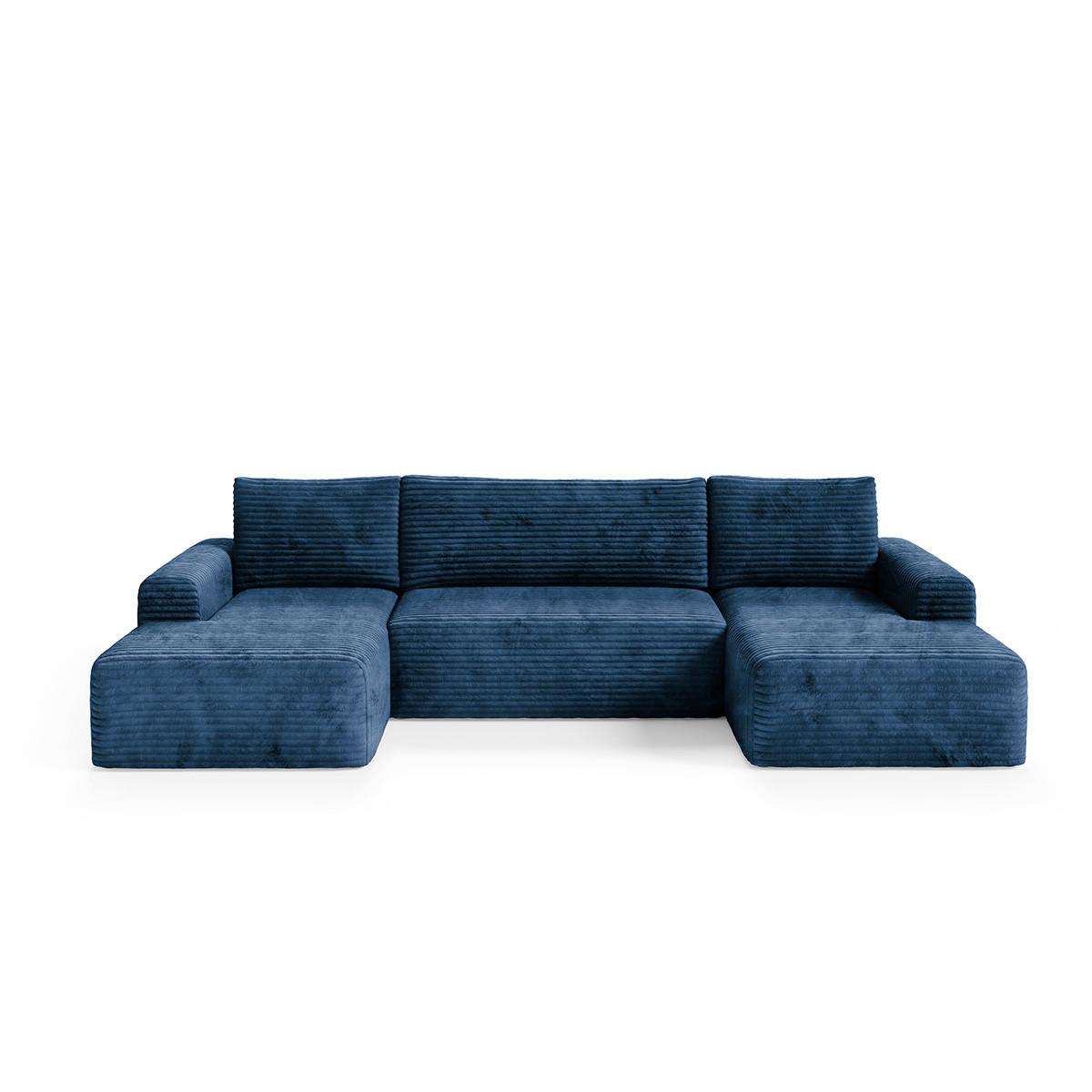 PANORAMASOFA Romeo 5 Sitzplätze Dunkelblau - Blau, Holz (345/92/163cm) - Petits-meubles