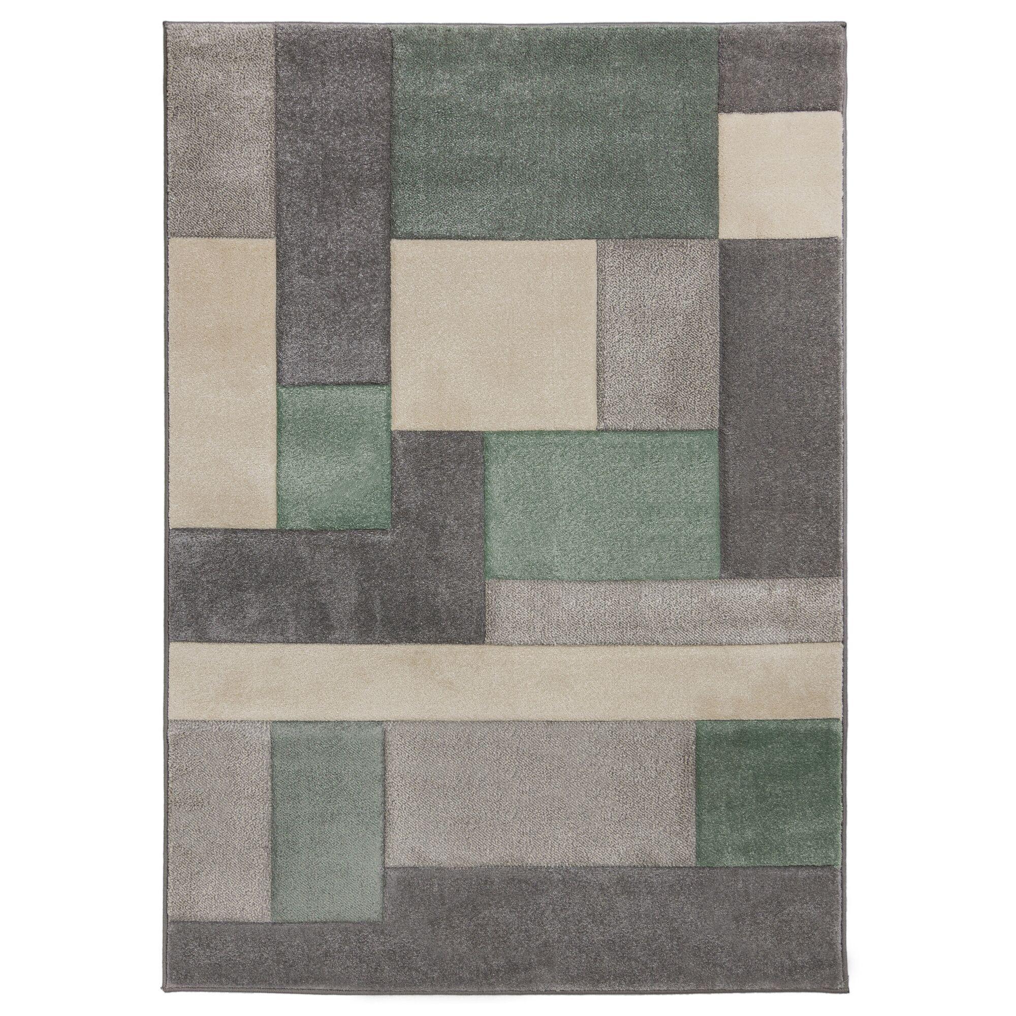 TEPPICH NIDD, geometrisch, Grün-Grau, 120 x 170 cm - Grün, Textil (120/170cm) - KADIMA DESIGN