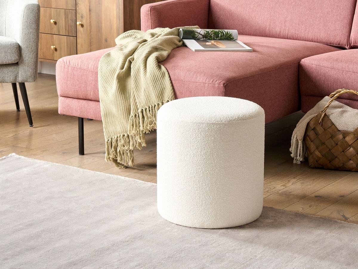 POUF Moab 39/39/41 cm - Weiß, Textil (39/41/39cm) - Beliani