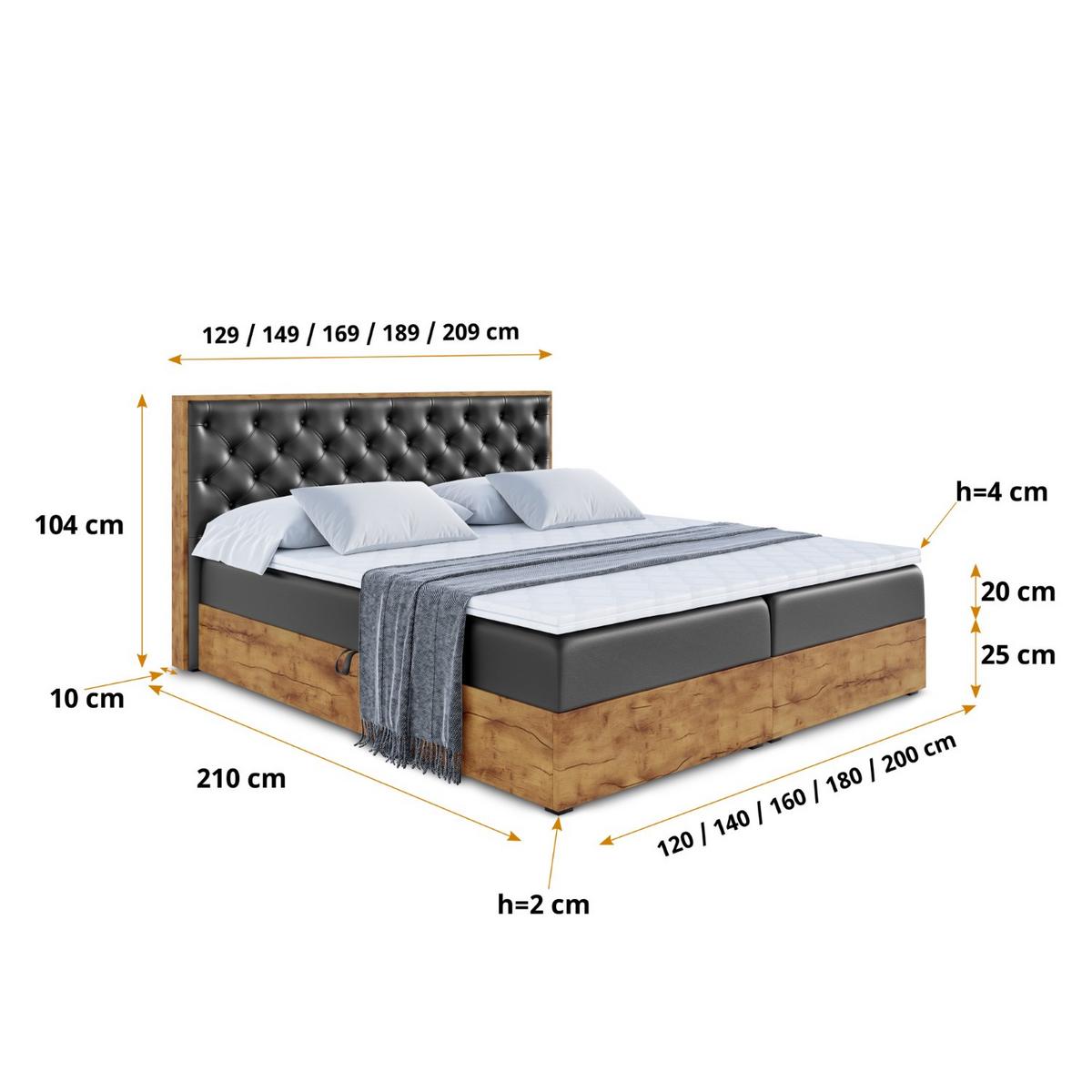 BOXBETT mit Matratze H4 und Lattenrost - LOLLI3 - 180x200 - Schwarz Hochglanz - Schwarz Hochglanz, Holzwerkstoff/Kunststoff (180/200cm) - ALTDECOR