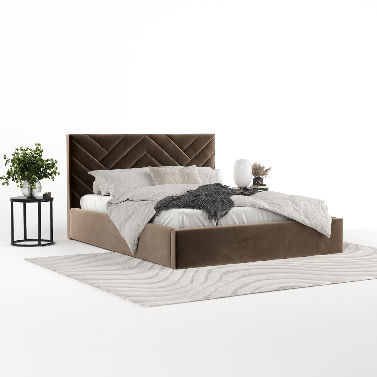 POLSTERBETT Arco 140/200 cm Braun im Paros Stoff - Schwarz/Naturfarben, Holz/Holzwerkstoff (140/200cm) - AltaBeds