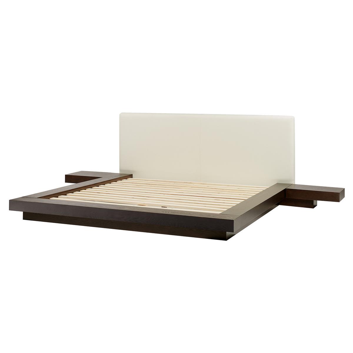 BETT mit LED 160x200 cm Dunkler Holzfarbton Zen - Dunkelbraun, Holzwerkstoff (160/200cm) - Beliani