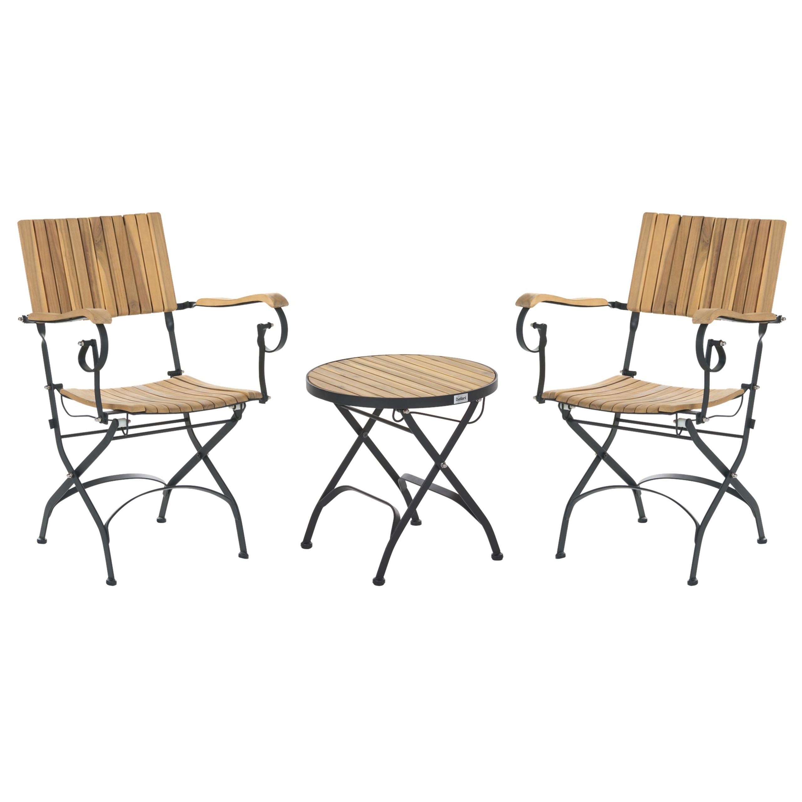 BISTRO-SET klappbar Akazienholz Hellbraun Lascari - Hellbraun, Holz - Beliani