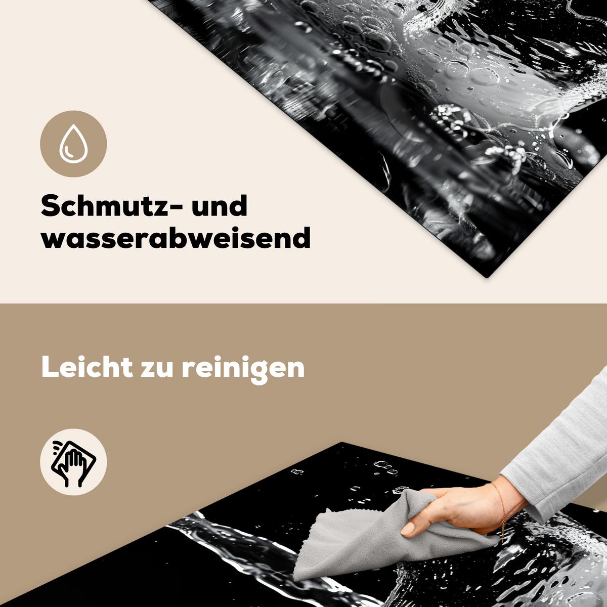 HERDABDECKPLATTE Wasser - Spritzwasser - Schwarz Induktionsmatte 78x78 cm - Schwarz, Kunststoff (78/78/0.2cm) - MuchoWow