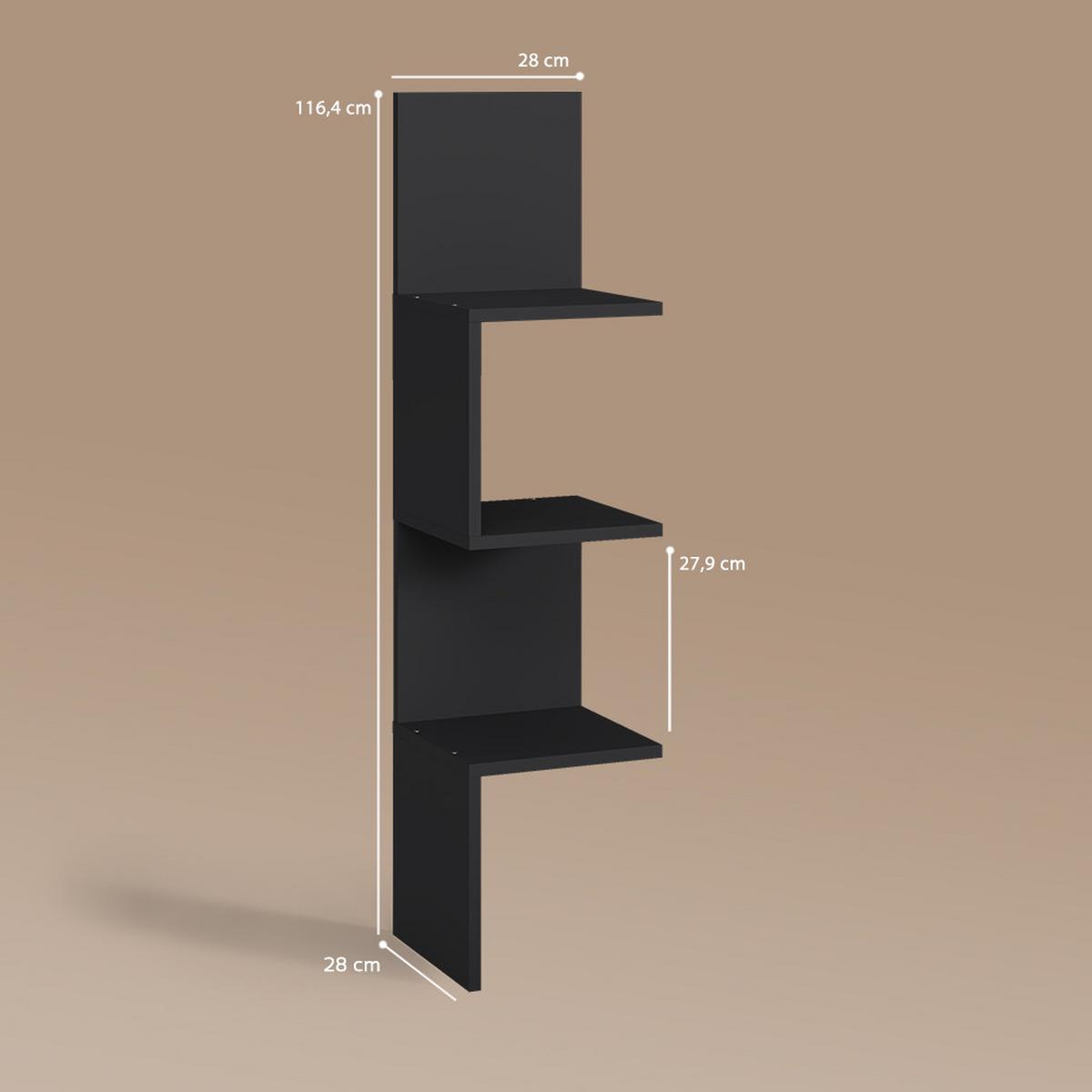 ECKREGAL Vesuvio Schwarz 28 x 116.4 cm - Schwarz, Holzwerkstoff (28/116.4/28cm) - Livinity®