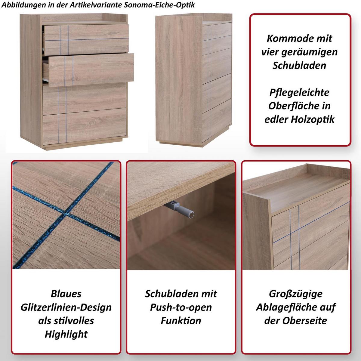 KOMMODE Walnuss Dekor - Walnussfarben, Holz (80/107/40cm) - MCW