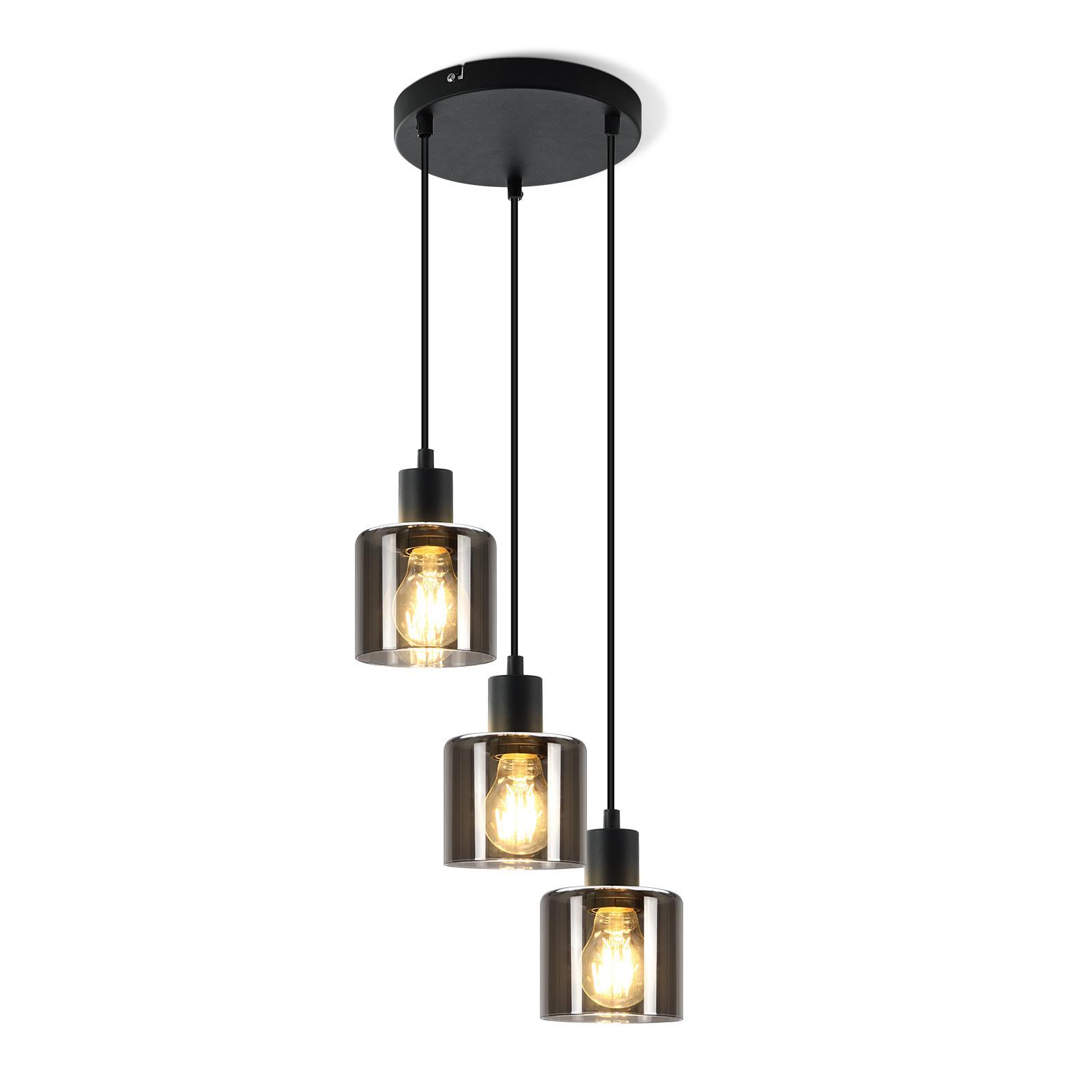 PENDELLEUCHTE Klassik 3-flammig 26/26/195 cm - Grau, Glas (26/26/195cm) - Nettlife