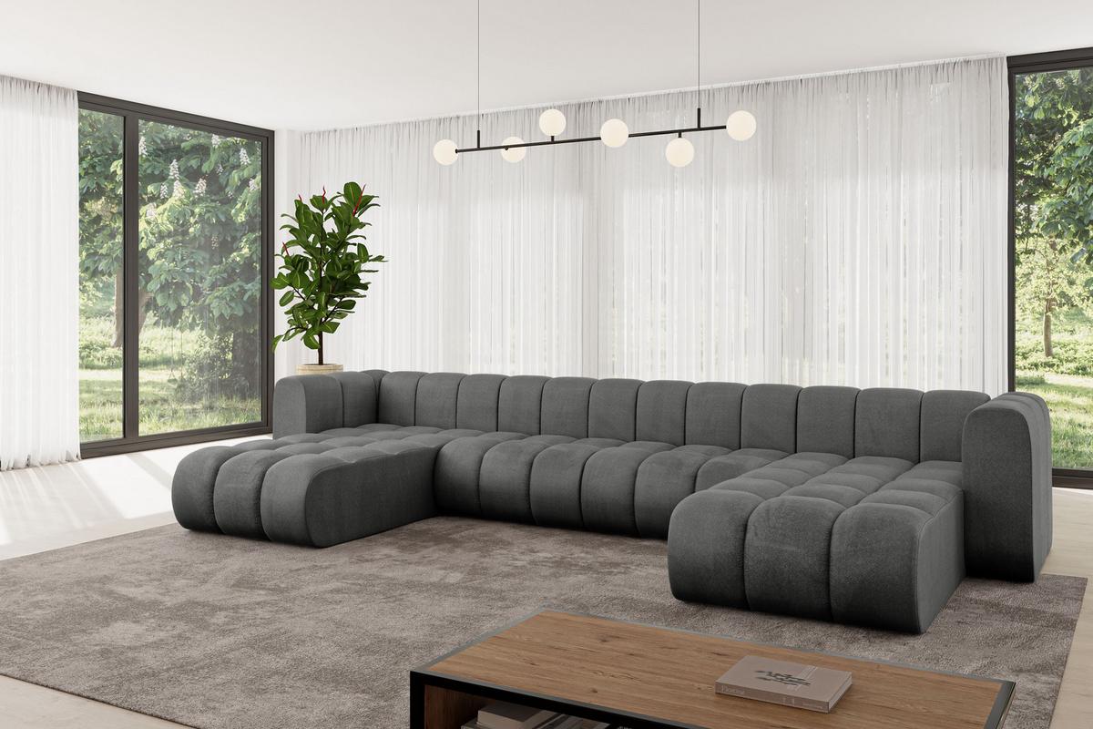 WOHNLANDSCHAFT modulares Sofa Joren-U2 - 410x177x70 cm Dunkelgrau - Dunkelgrau, Holzwerkstoff/Textil (410/70/177cm) - ALTDECOR