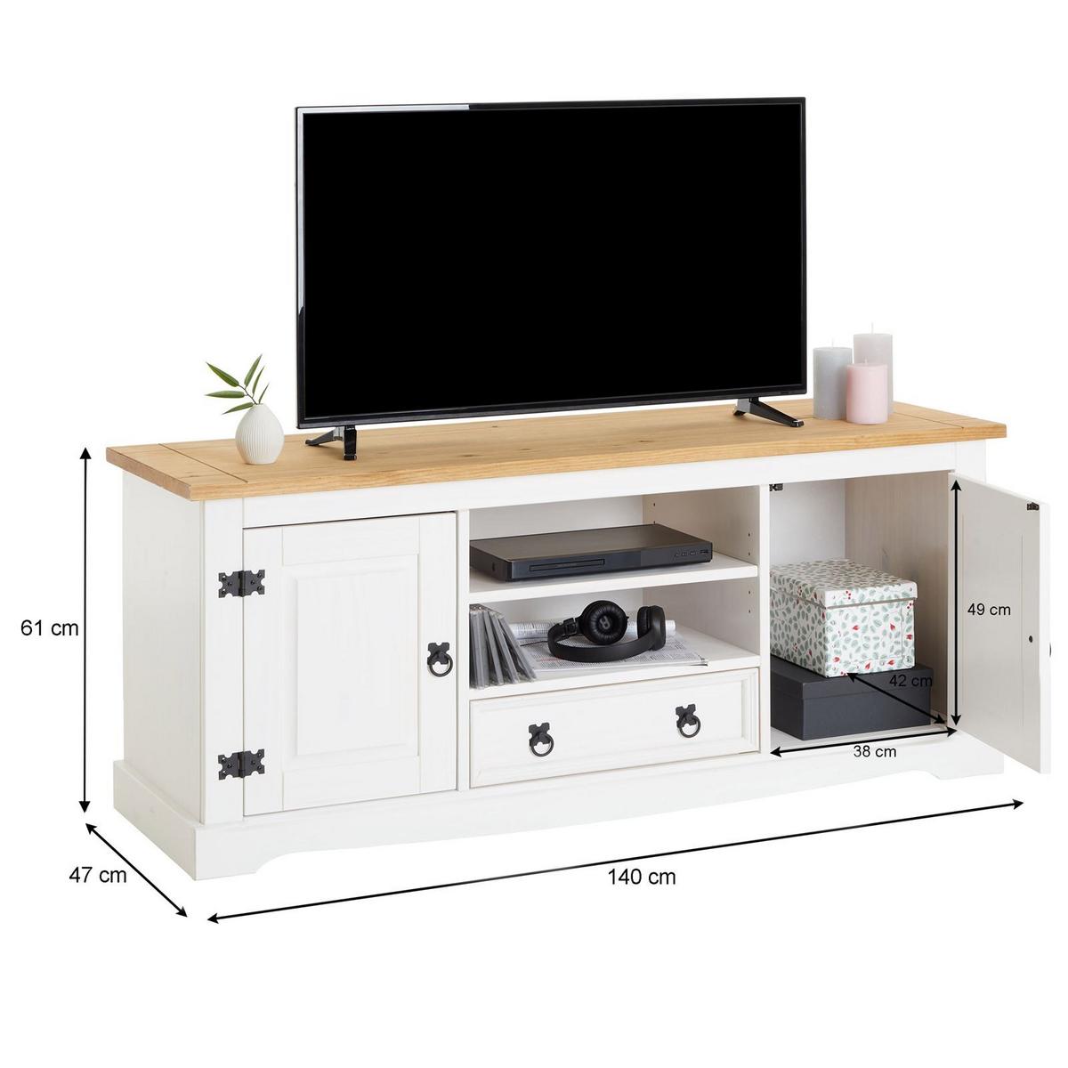 LOWBOARD TEQUILA - Weiß/Braun, Holz (140/61/47cm) - IDIMEX