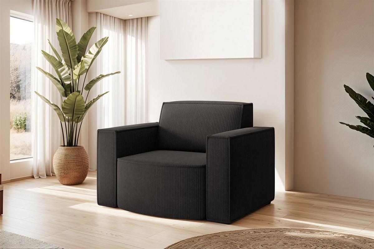 SOFASET Palma In Scala - Anthrazit, Holzwerkstoff/Textil (236/78/165cm) - Fun Möbel