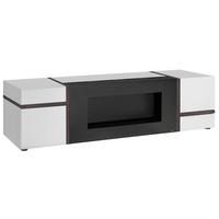 TV-LOWBOARD weiß Hochglanz, Ulme 150 cm, TV Unterteil mit Ethanol Kamin - Ulmefarben/Weiß Hochglanz, Holzwerkstoff/Kunststoff (150/40/50cm) - Inn.Furn