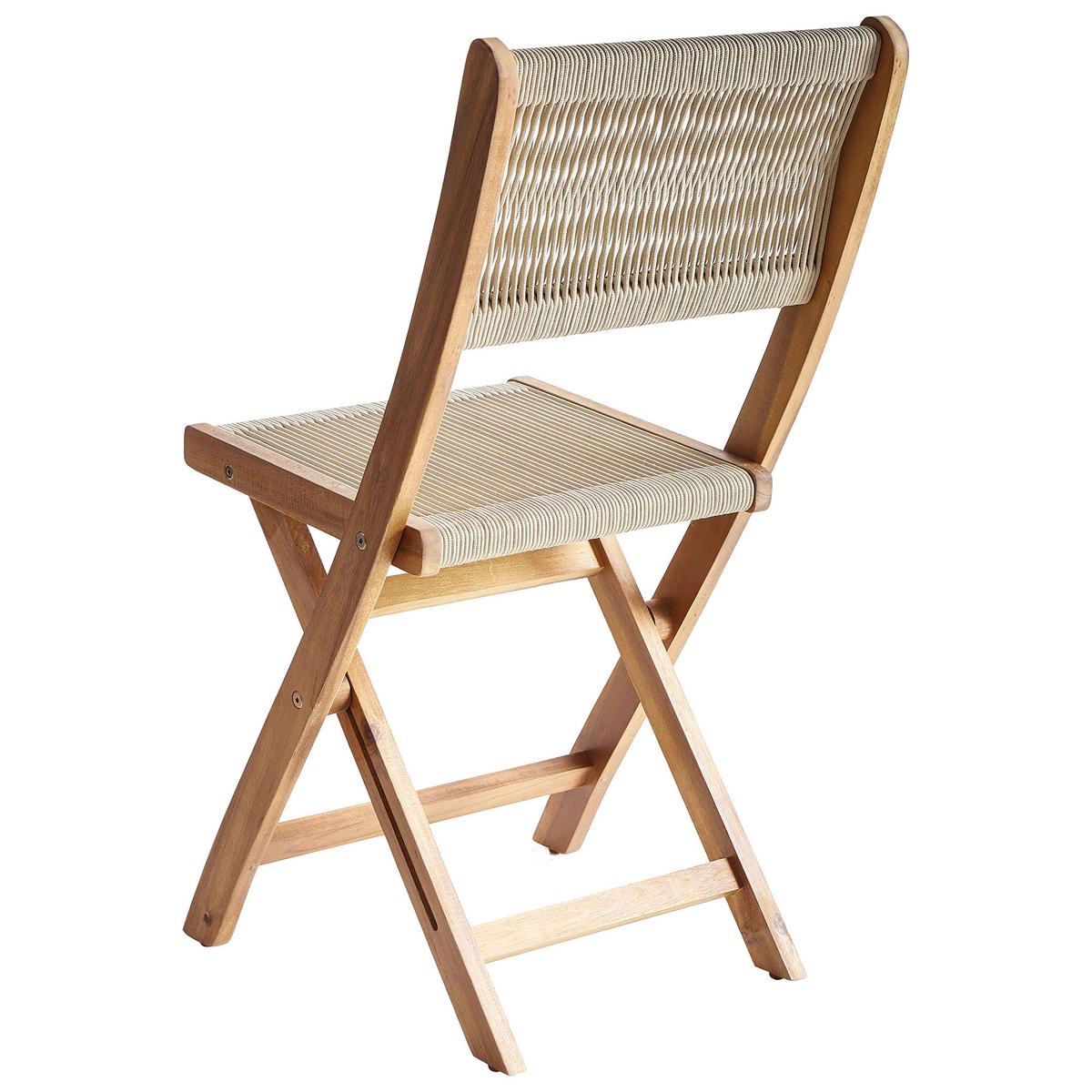 GARTENSTUHL 2er Set Beige Prossedi - Hellbraun/Beige, Holz (42/84/50cm) - Beliani