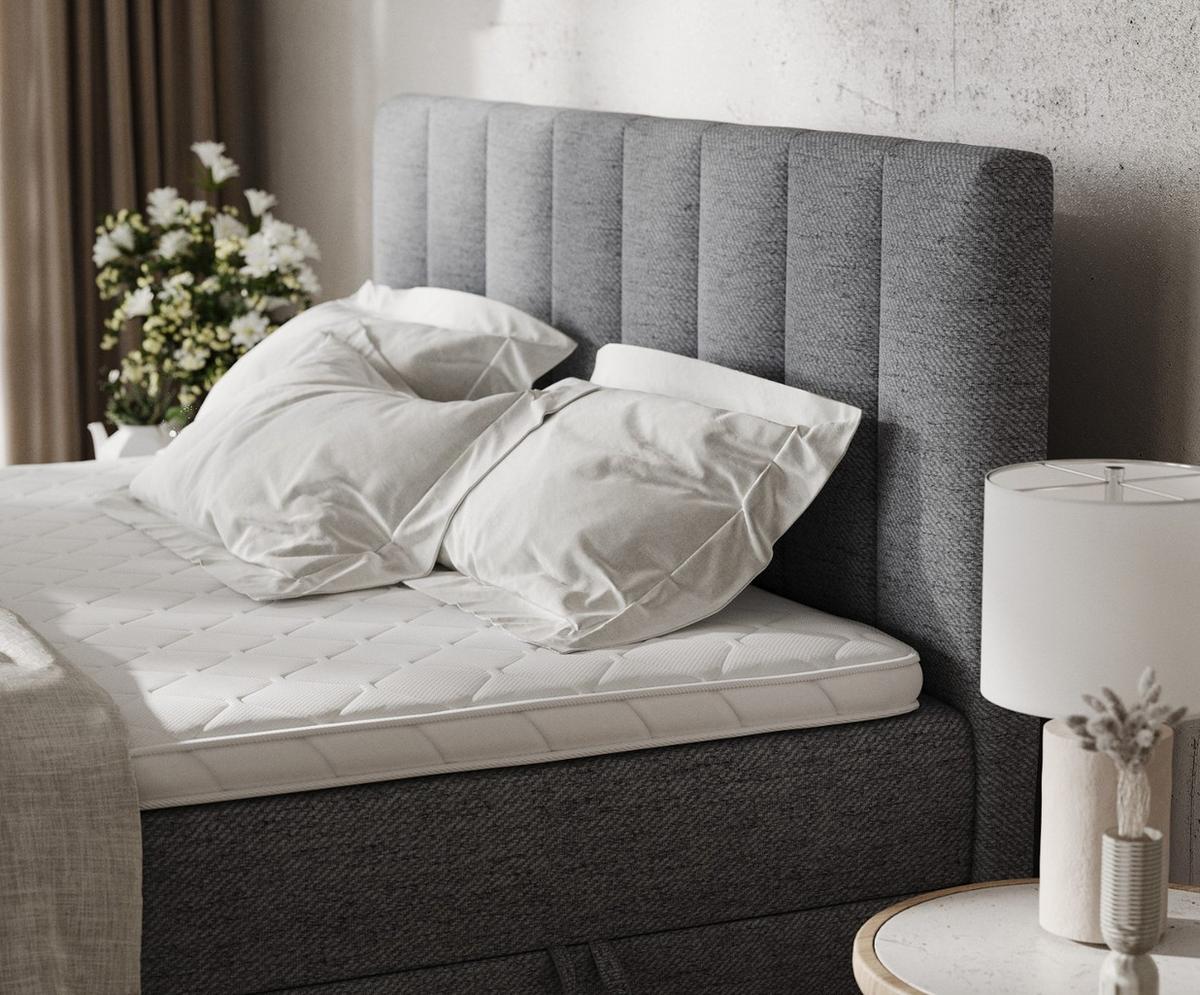 BOXBETT Bari 160/200 cm Grau im Neve Stoff - Grau, Holz/Holzwerkstoff (160/200cm) - AltaBeds
