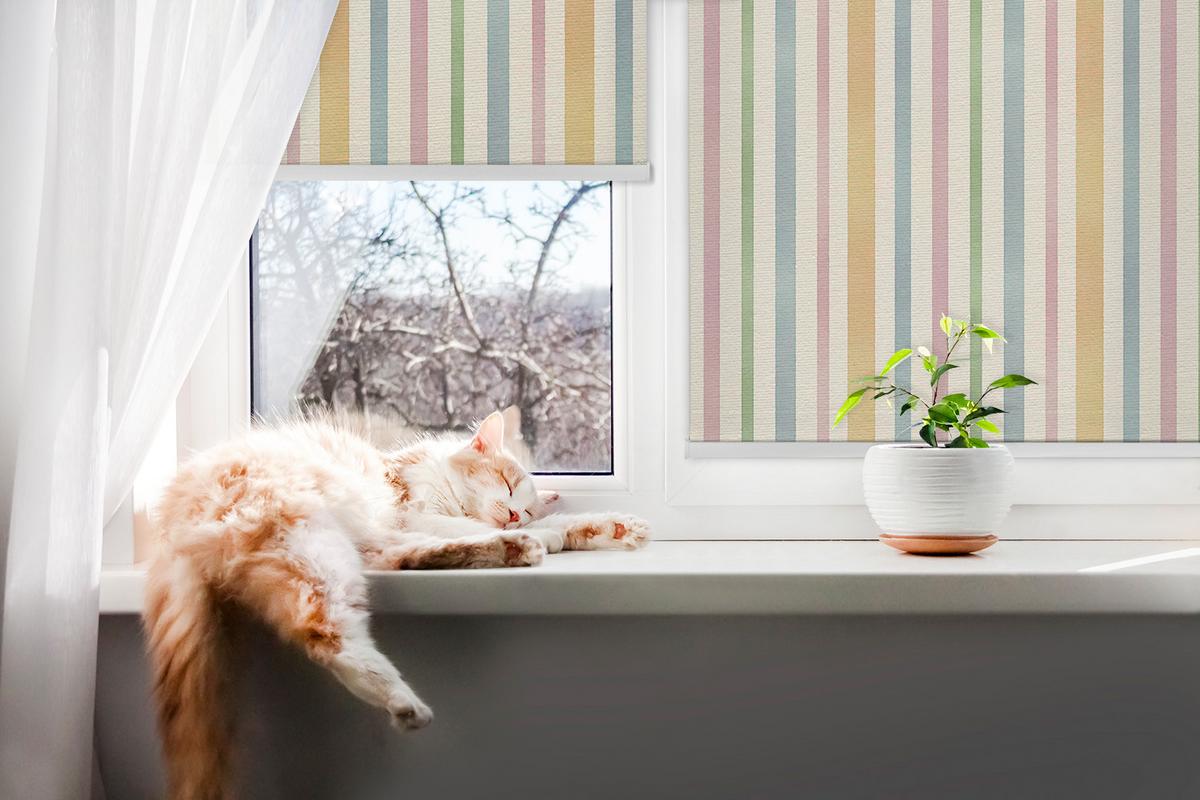 INNENROLLO - Fensterrollo - Rollo - 80x140 cm - Bunte vertikale Streifen - Gelb, Kunststoff (80/140/0.5cm) - TULUP