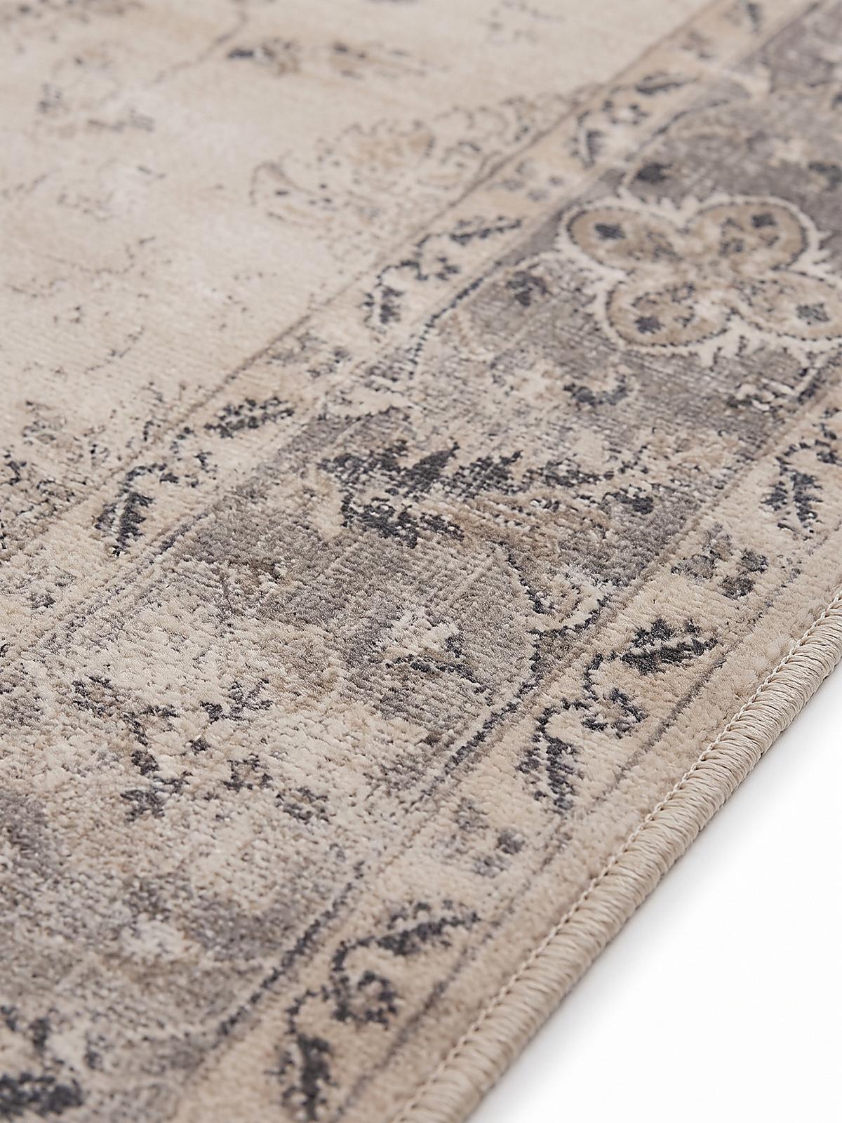 TEPPICH Kurzflor, waschbar, mit floralen Ornamenten, aus Polyester, VERNANTE in Beige-Grau, 240 x 340 cm - Beige, Textil (240/340cm) - KADIMA DESIGN