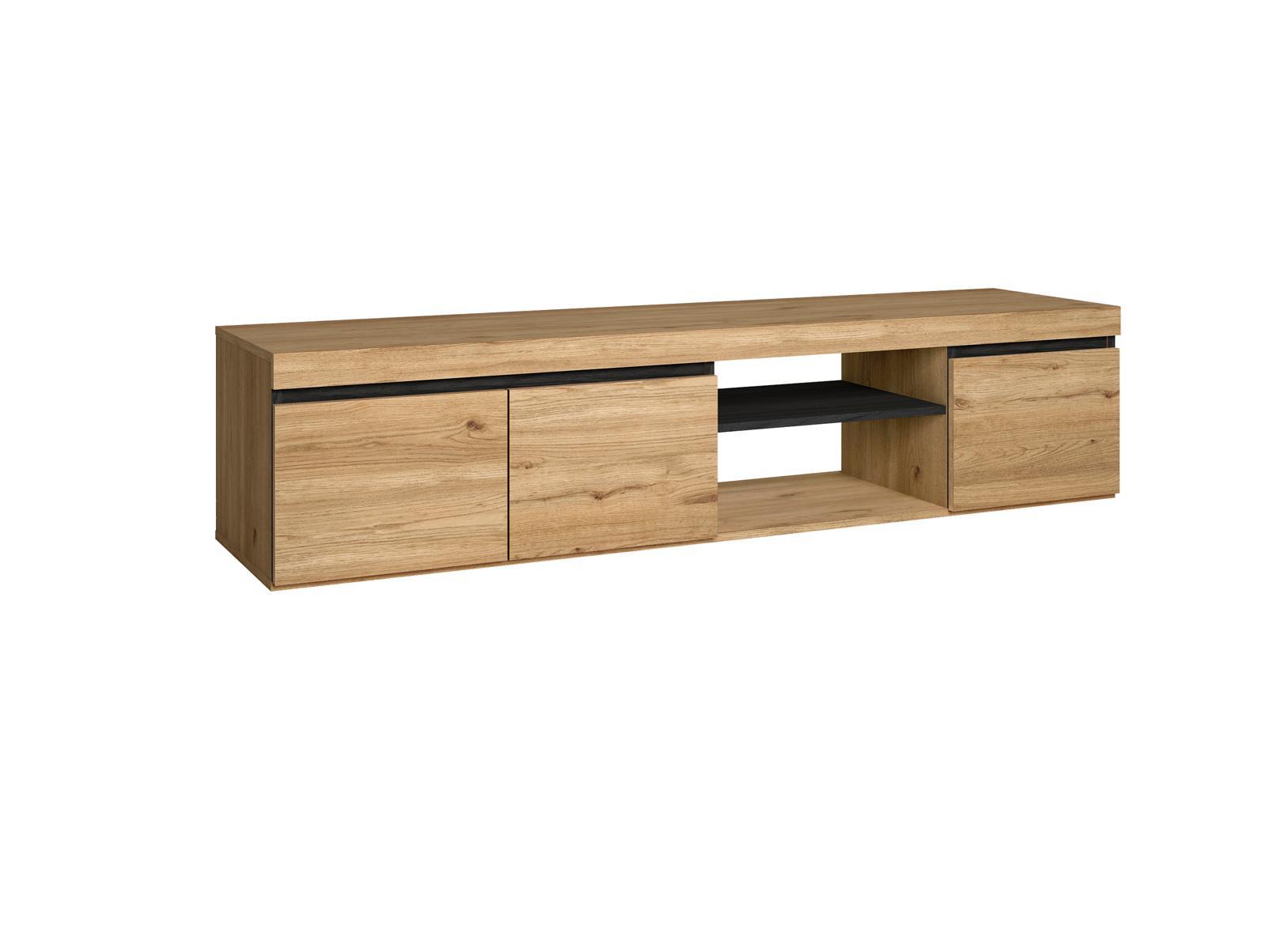 LOWBOARD, Eiche, Schwarz, 160/40/41cm - Eichefarben/Schwarz, Holzwerkstoff (160/41/40cm) - Skraut Home