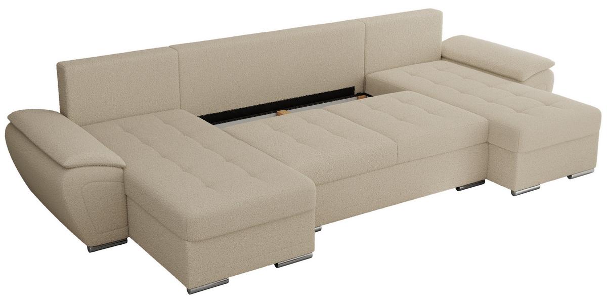 WOHNLANDSCHAFT UMBRIA U Beige Boucle - Beige/Grau, Textil/Metall (336/85/157cm) - MKS