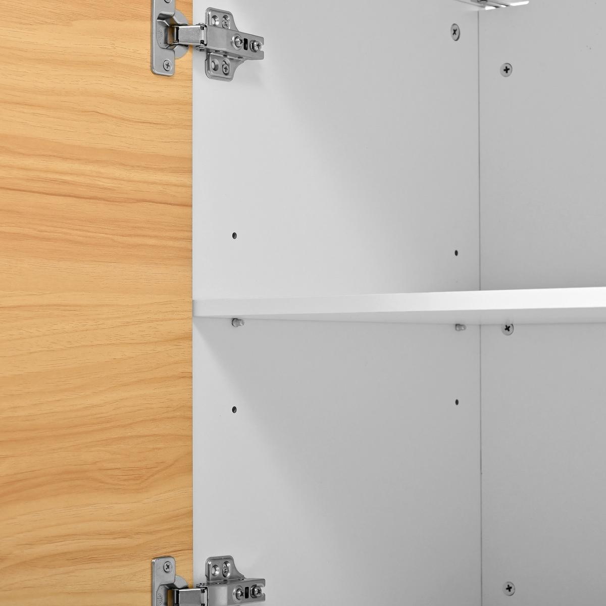 SIDEBOARD 160cm Weiß & Naturholzoptik mit 4 Türen & Geometrischen Rillen - Naturfarben, Holzwerkstoff (160/72/40.5cm) - Urban Meuble