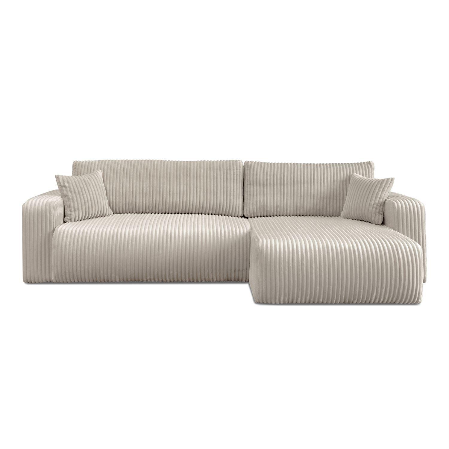 ECKSOFA PRESTIGE SOFT mit Schlaffunktion und Bettkasten, Tilia 01 - Creme, Textil (277/143cm) - Lookway