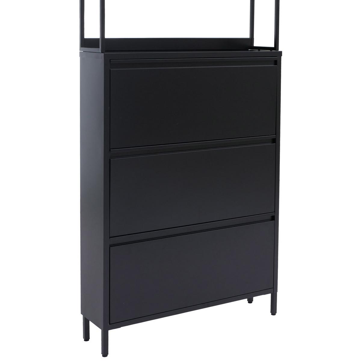 SCHUHSCHRANK Schwarz - Schwarz, Metall (80/201/20cm) - MCW