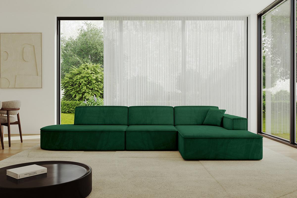 ECKSOFA Ottomane Rechts IREA-L2-v4 - 328x171x79 cm Grün - Grün, Holzwerkstoff/Textil (171/328cm) - ALTDECOR