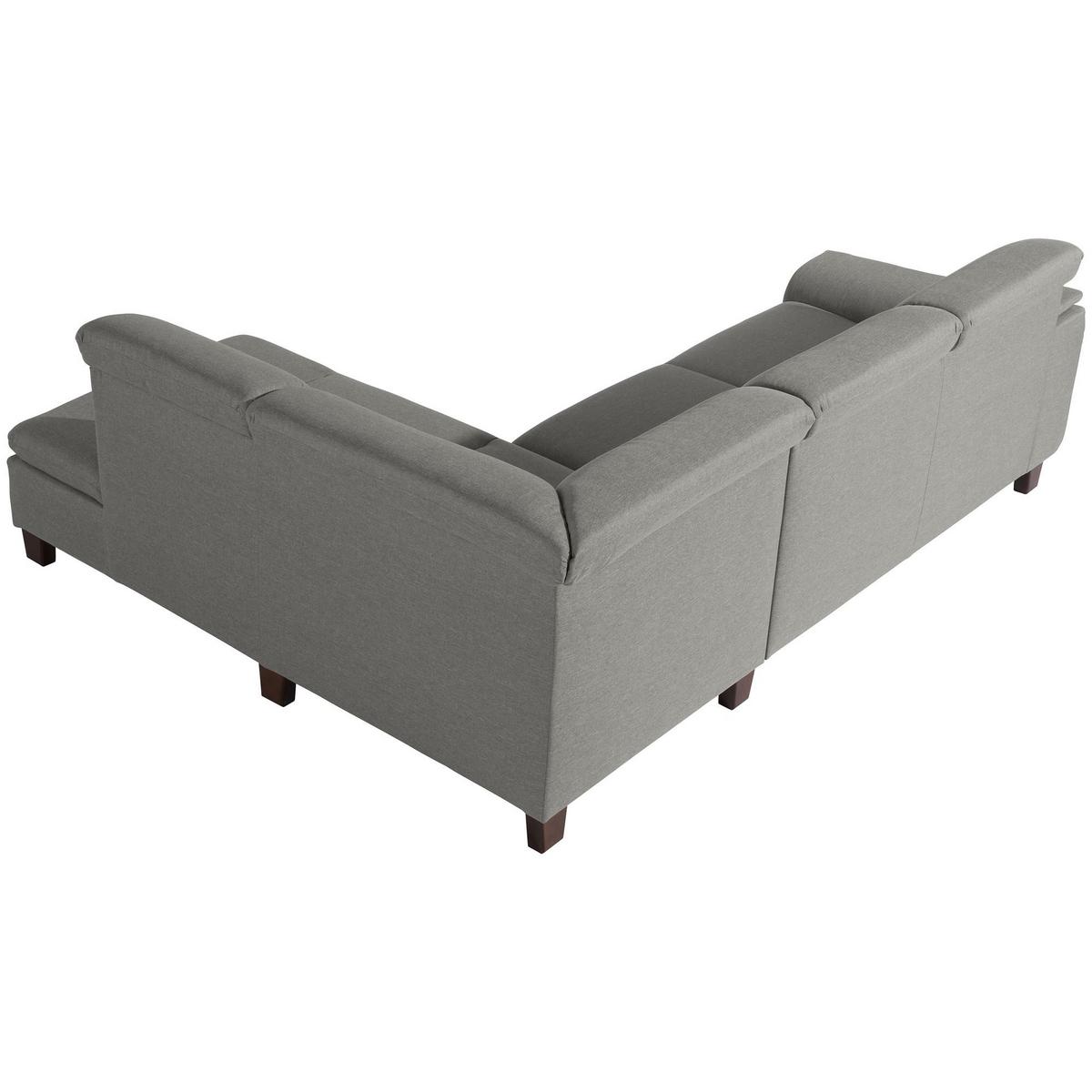 ECKSOFA mit Ottomane rechts Kaylil Flachgewebe hellgrau - Hellgrau, Kunststoff (187/247cm) - 58aufmkessel