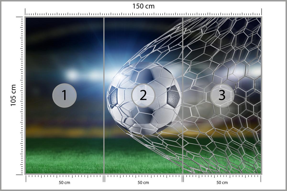 FOTOTAPETE für Jugendzimmer Fußball Tor Stadion Ball 150x105 - Schwarz/Weiß, Papier (150/105cm) - Muralo