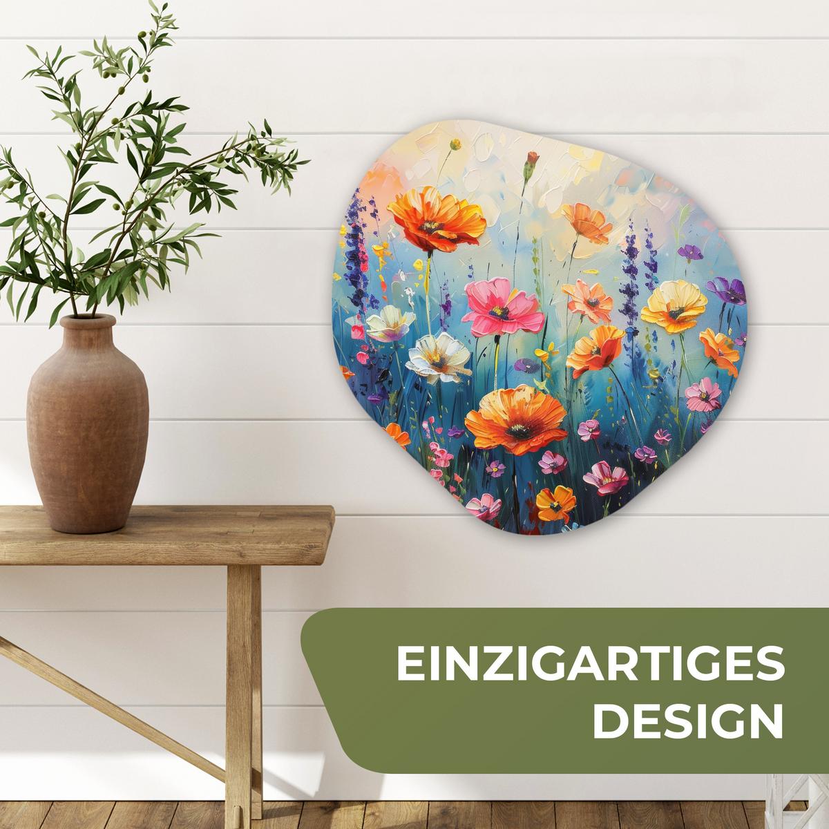 WANDBILD Blumen - Natur - Aquarell - Kunst Wandbild 60x60 cm - Multicolor, Kunststoff (60/60cm) - MuchoWow