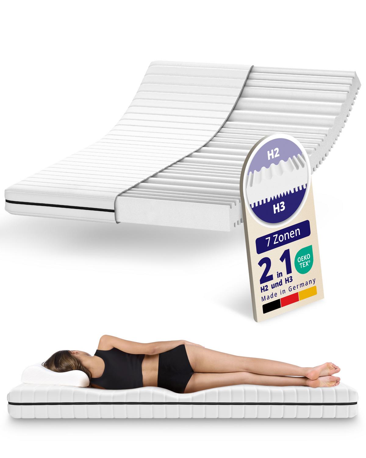 MATRATZE 140x200 H2 H3 Wendematratze - 15cm Höhe - 7-Zonen Kaltschaummatratze - waschbarer Bezug - Weiß, Textil (140/200cm) - Mister Sandman