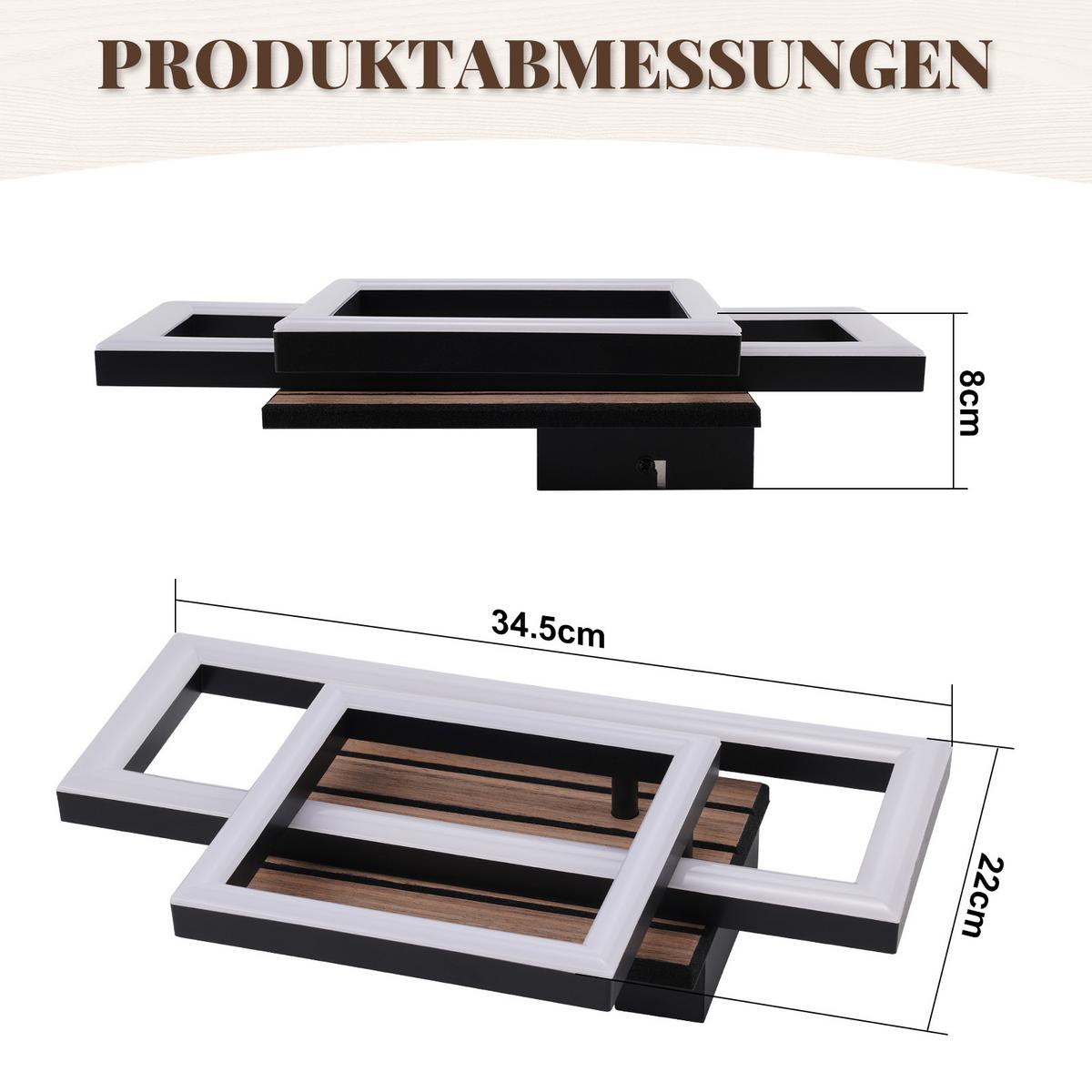 LED DECKENLEUCHTE Civoril 34.5/22/8 cm - Schwarz, Kunststoff/Metall (34.5/22/8cm) - ZMH