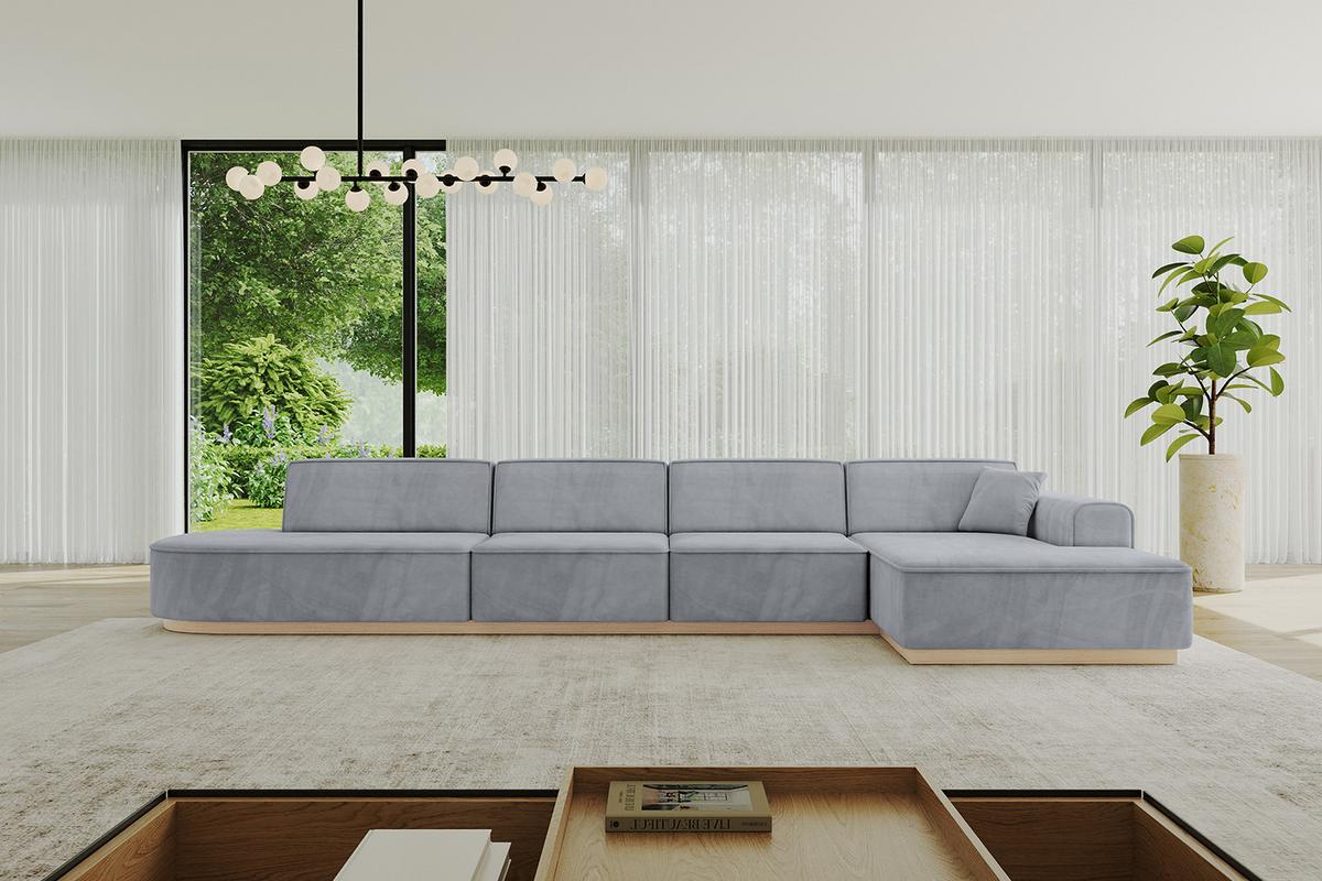 ECKSOFA Ottomane Rechts IREA-L3 - 412x165x80 cm Grau - Titanfarben, Holzwerkstoff/Textil (412/165cm) - ALTDECOR