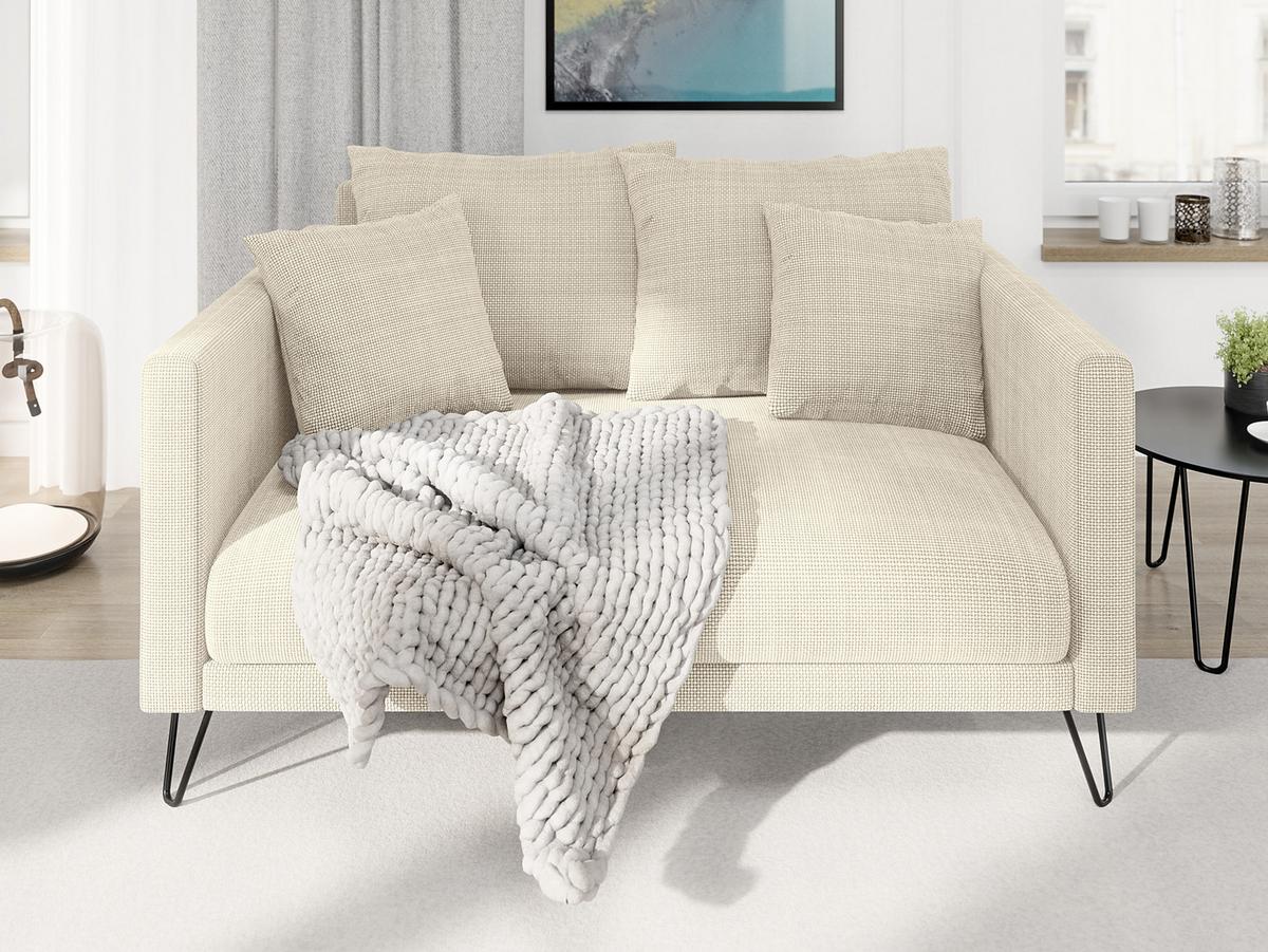 2-SITZER-SOFA Harmony Beige Chenille - Beige/Schwarz, Holz/Textil (140/85/100cm) - S-Style Möbel
