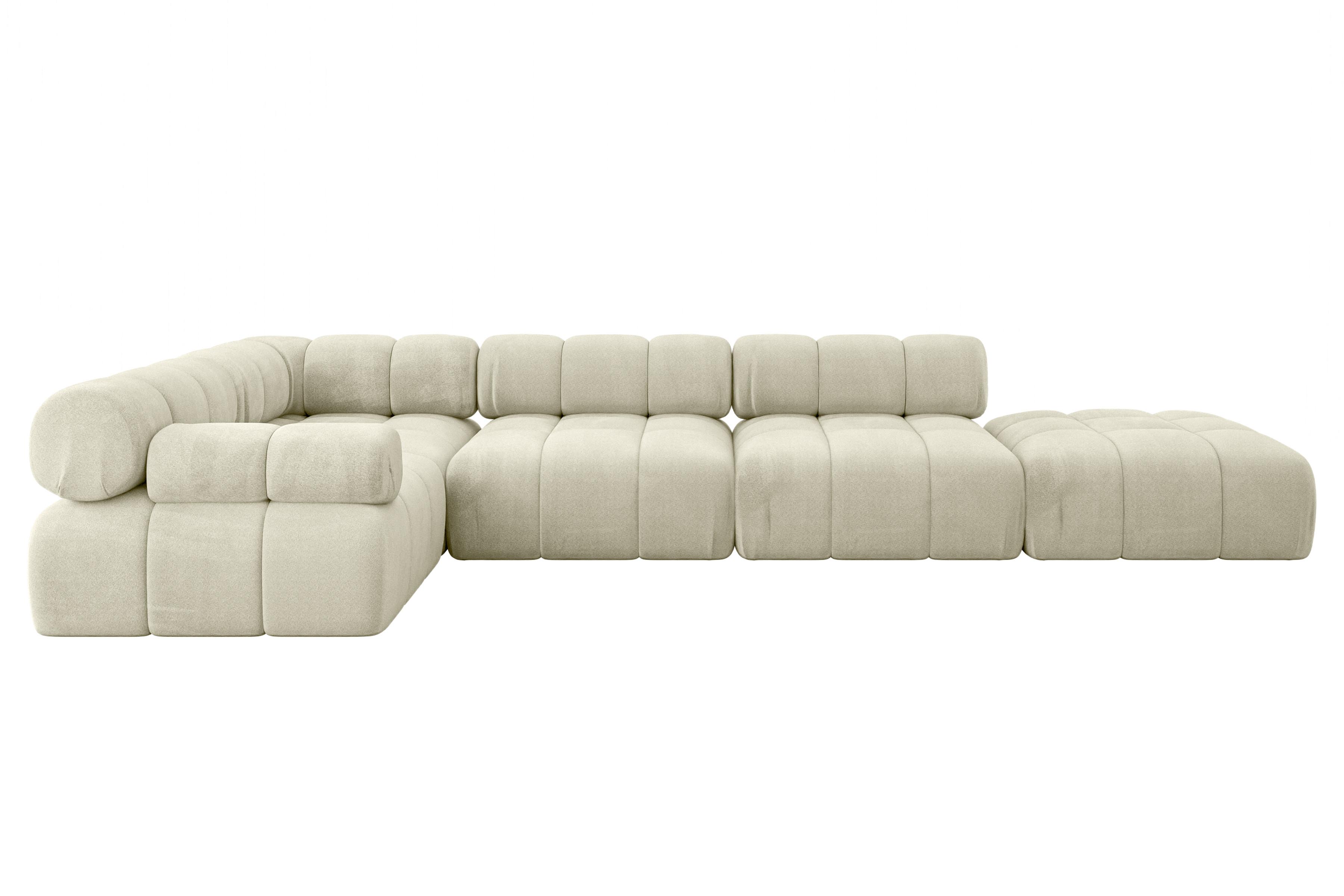 ECKSOFA modulares Sofa Felto-L2 - 380x190x70 cm Beige Velours - Beige, Holzwerkstoff/Textil (380/190cm) - ALTDECOR