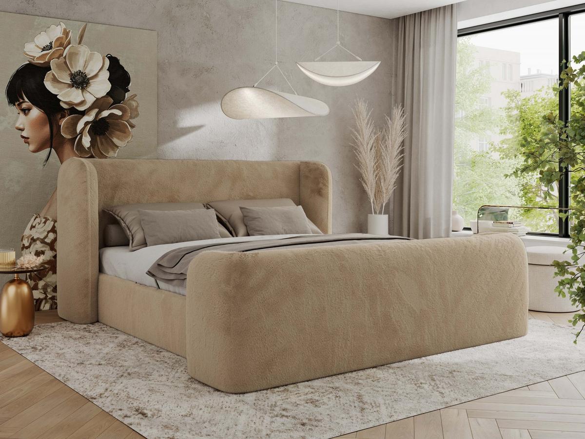 POLSTERBETT EMORA CLASSIC DUO 140/200 - Beige Plüsch - Multipocket-Matratze - Beige, Textil (140/200cm) - MKS