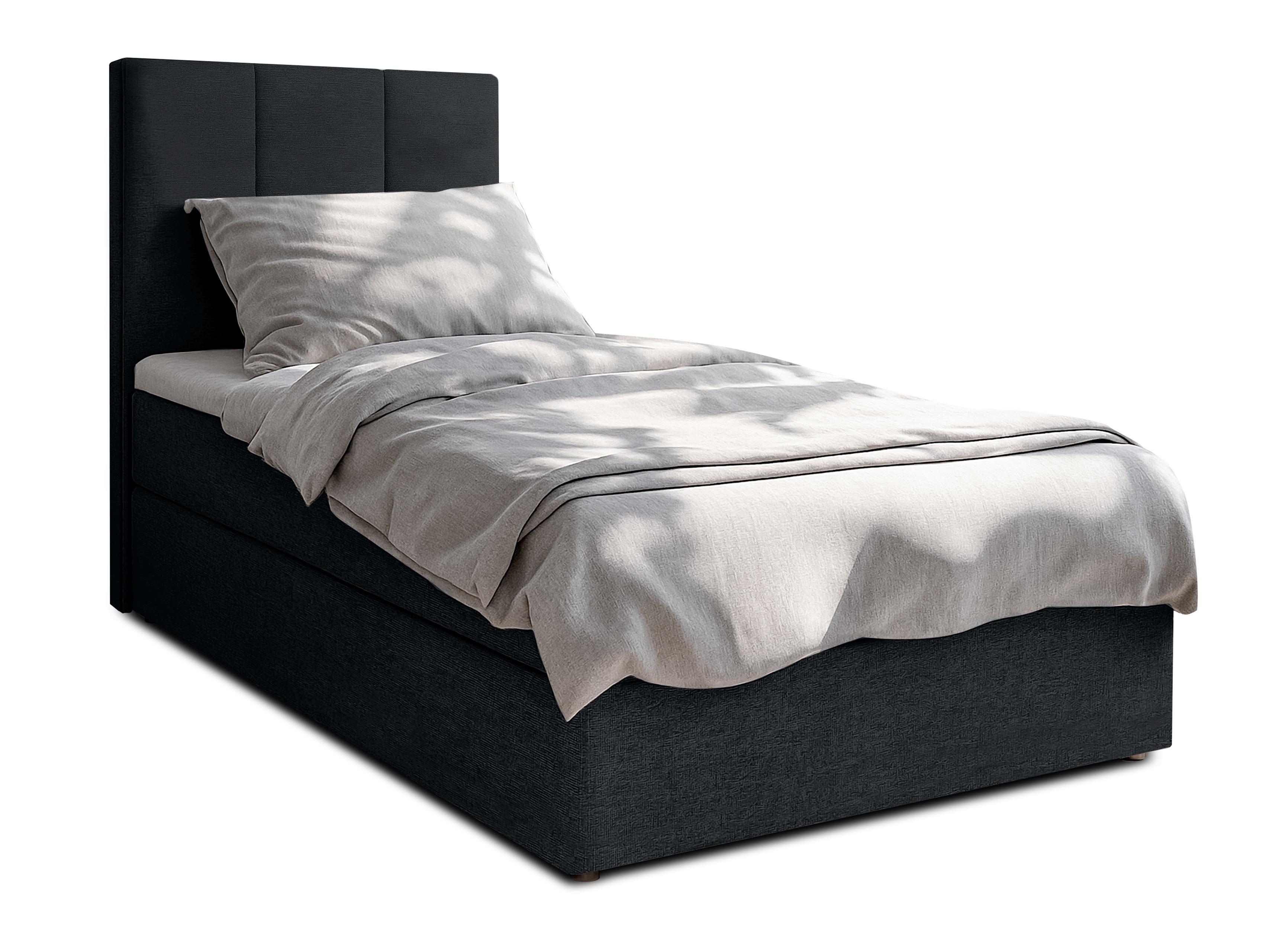 BOXBETT MEREA 120x200 cm mit Bettkasten und Matratze - Schwarz + TOPPER - Schwarz, Holz/Holzwerkstoff (120/200cm) - AX Living