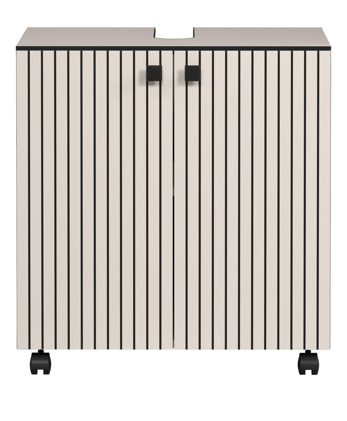 WASCHBECKENUNTERSCHRANK Kaschmir, grau 60 cm, Badschrank auf Rollen - Schwarz/Grau, Holzwerkstoff/Metall (42/64/60cm) - Top.Furn