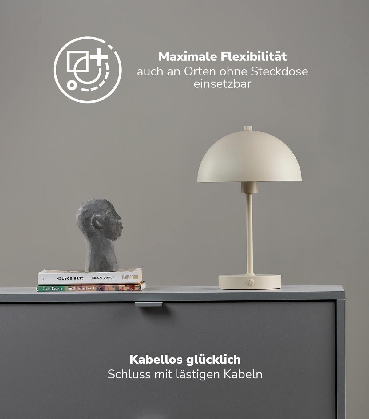 TISCHLAMPE KABELLOS Der Leuchtturm - Beige, Metall (20/20/31.5cm) - Mokebo
