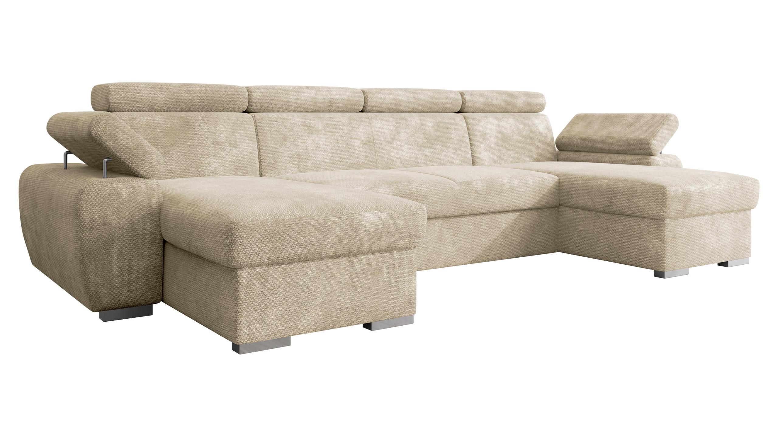 WOHNLANDSCHAFT Plaza U - Beige/Silberfarben, Holz/Kunststoff (323/85/170cm) - MIRJAN24