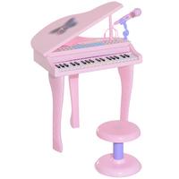KINDER Klavier Piano Keyboard Musikinstrument MP3 USB 37 Tasten mit Hocker - Rosa, Kunststoff (39/69/48cm) - HOMCOM