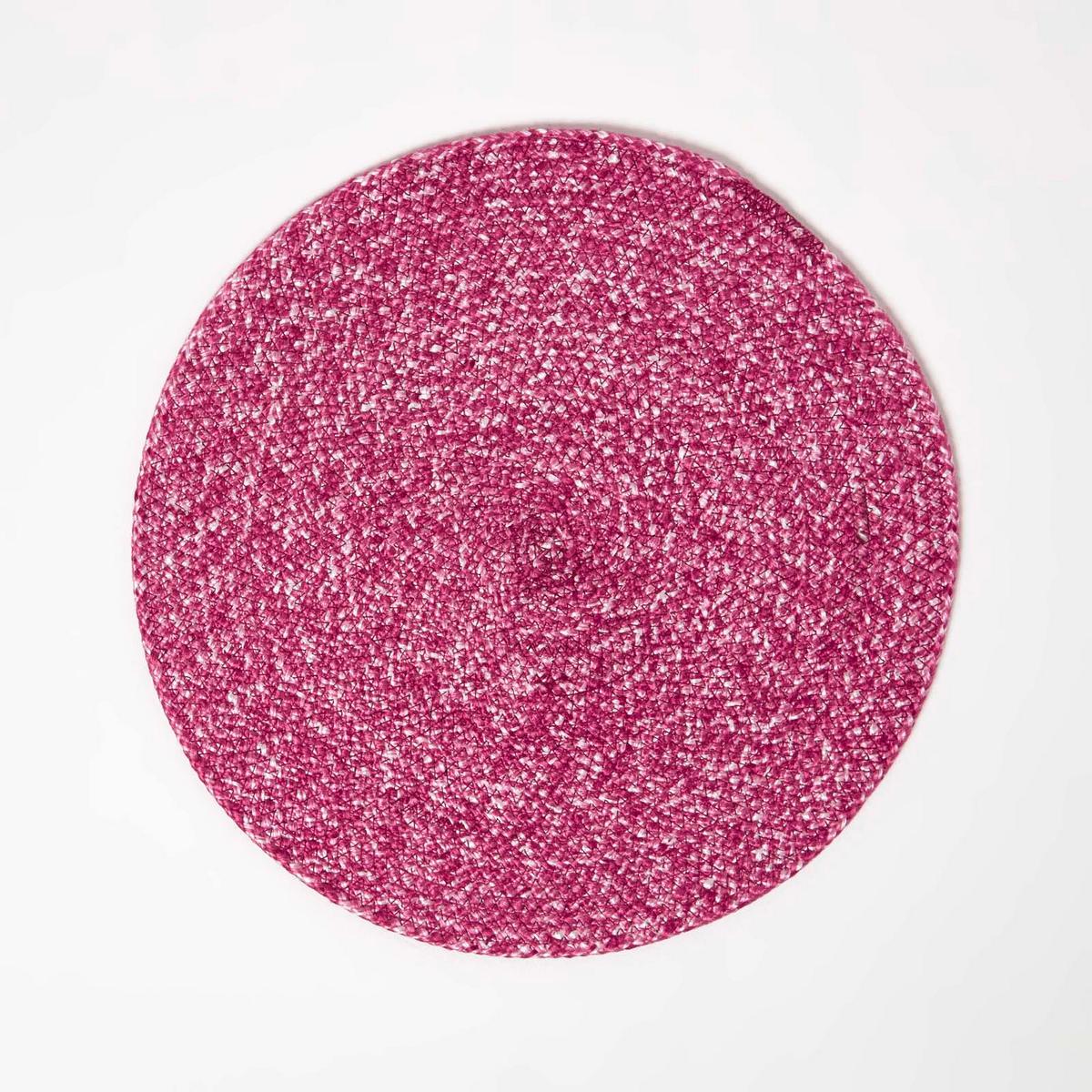 TISCHSET pink im 4er-Set, Platzsets rund geflochten, 40 cm - Pink, Textil (40/40cm) - Homescapes