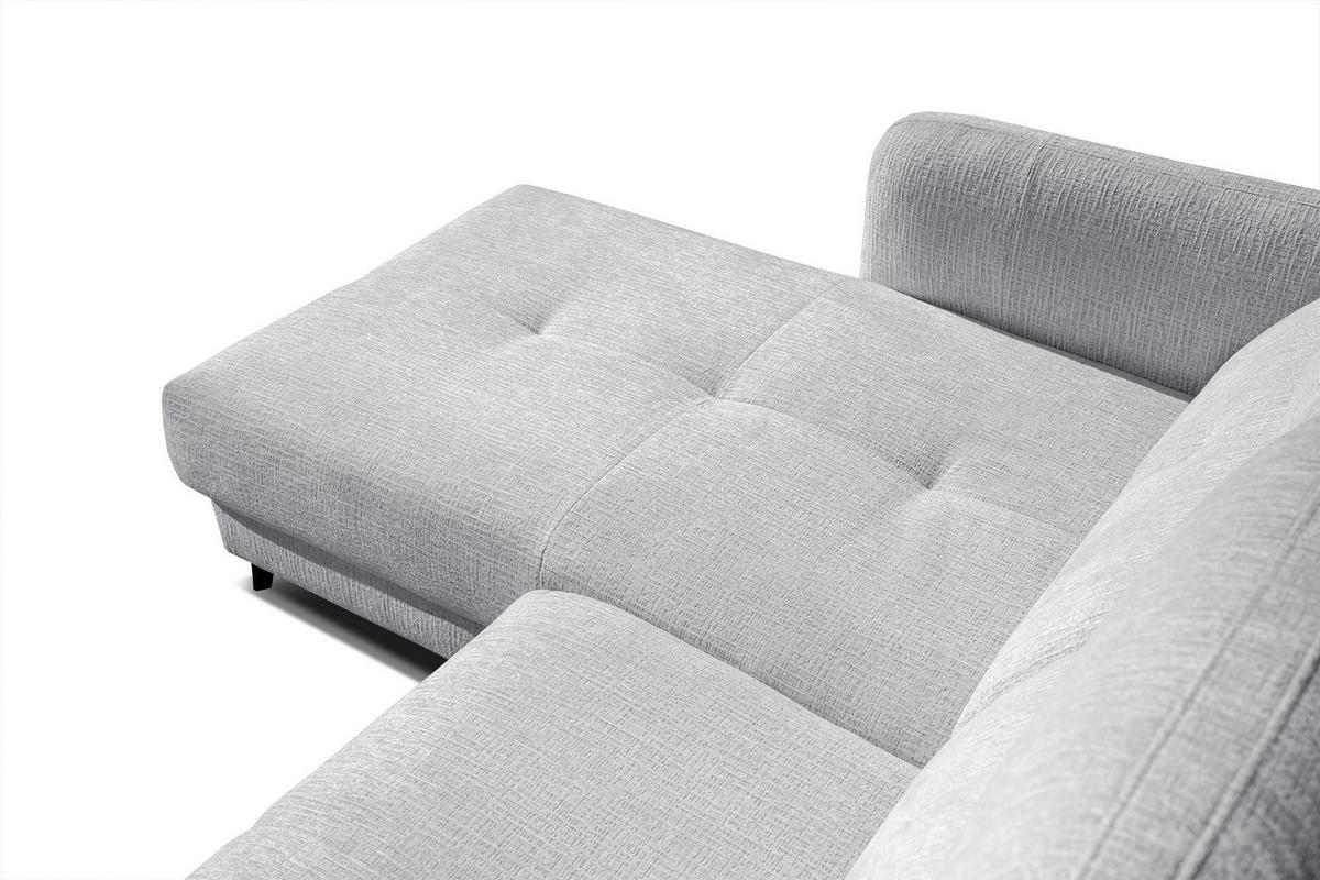 ECKSOFA SVEN 3-Sitzer, 1 Relax XL, verstellbare Kopfstützen, hellgrau - Hellgrau/Schwarz, Holzwerkstoff/Textil (256/163cm) - Wozimo