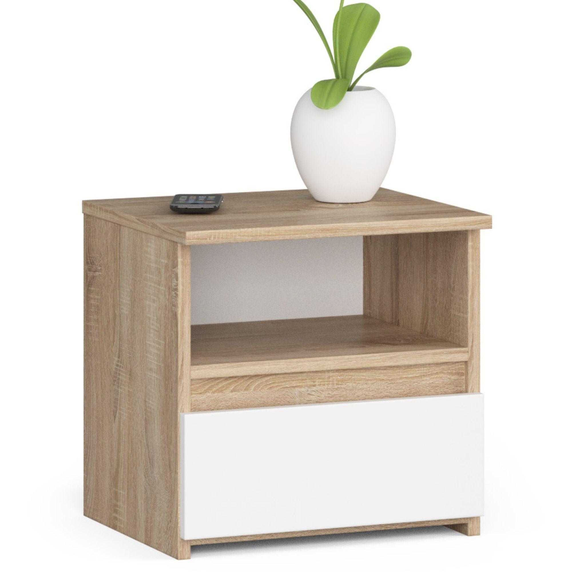 NACHTTISCH Eiche Sonoma, Weiß 40/40/35 - Weiß, Holzwerkstoff (40/40/35cm) - RAUMHIRSCH FURNITURE