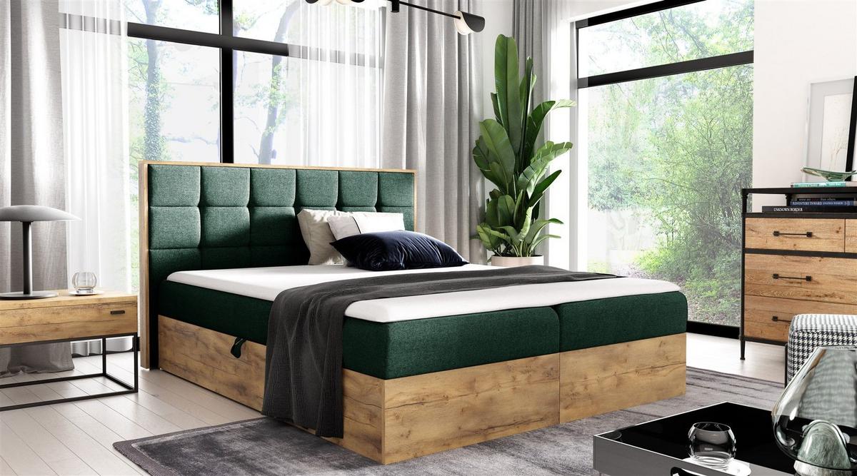 BOXBETT Kalypso überlänge Faro - Grün, Holzwerkstoff/Textil (140/220cm) - Fun Möbel