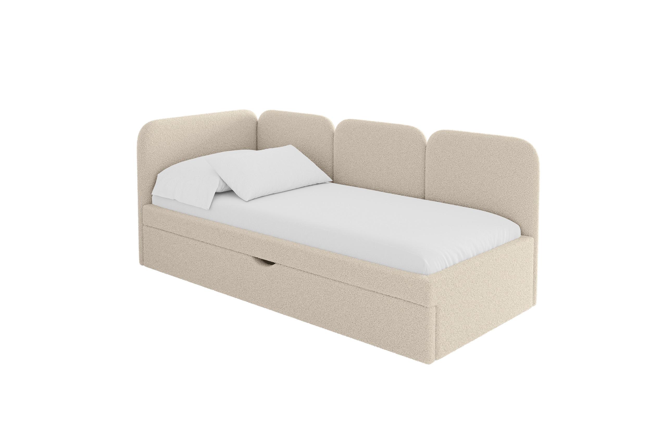EINZELLBETT Jugendbett mit Bettkasten und Matratze H3/H4, Rechts - ALVY 100x200 Dunkelbeige - Taupe, Holzwerkstoff/Textil (100/200cm) - ALTDECOR