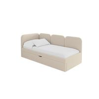EINZELLBETT Jugendbett mit Bettkasten, Rechts - ALVY 90x200 Dunkelbeige - Taupe, Holzwerkstoff/Textil (90/200cm) - ALTDECOR
